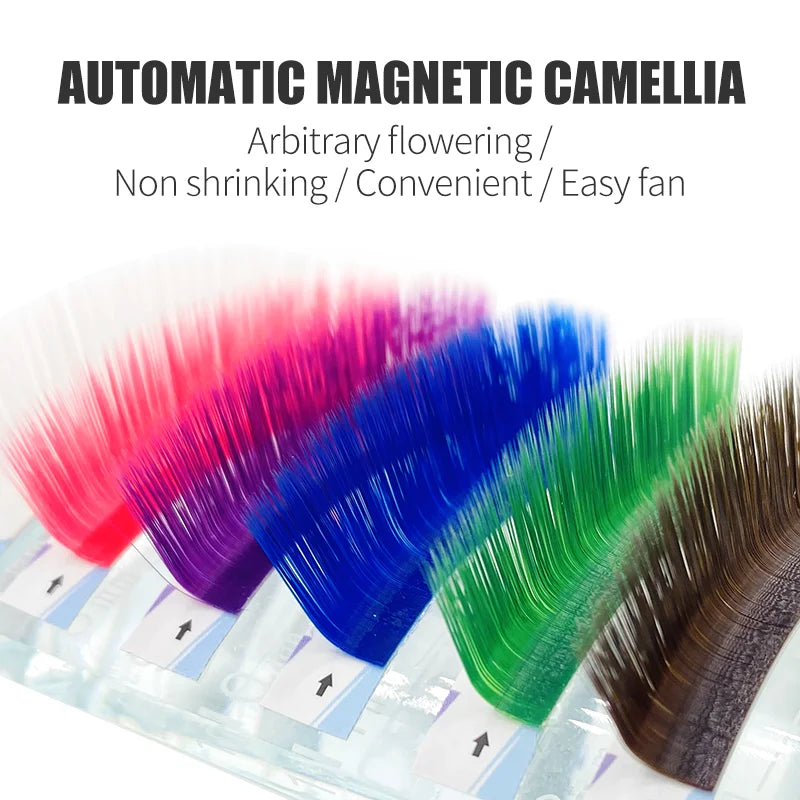 NATUHANA Colored Lashes Auto Fans Easy Fan Eyelash Extension L-shaped Qme