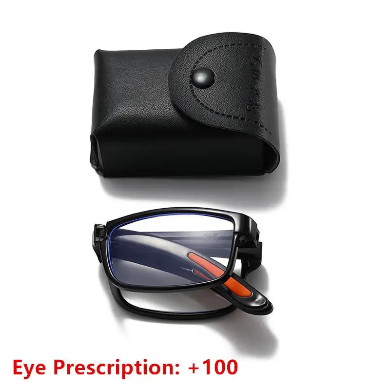 Portable Glasses Men Women Folding Reading Case Anti Blue Light Qme A