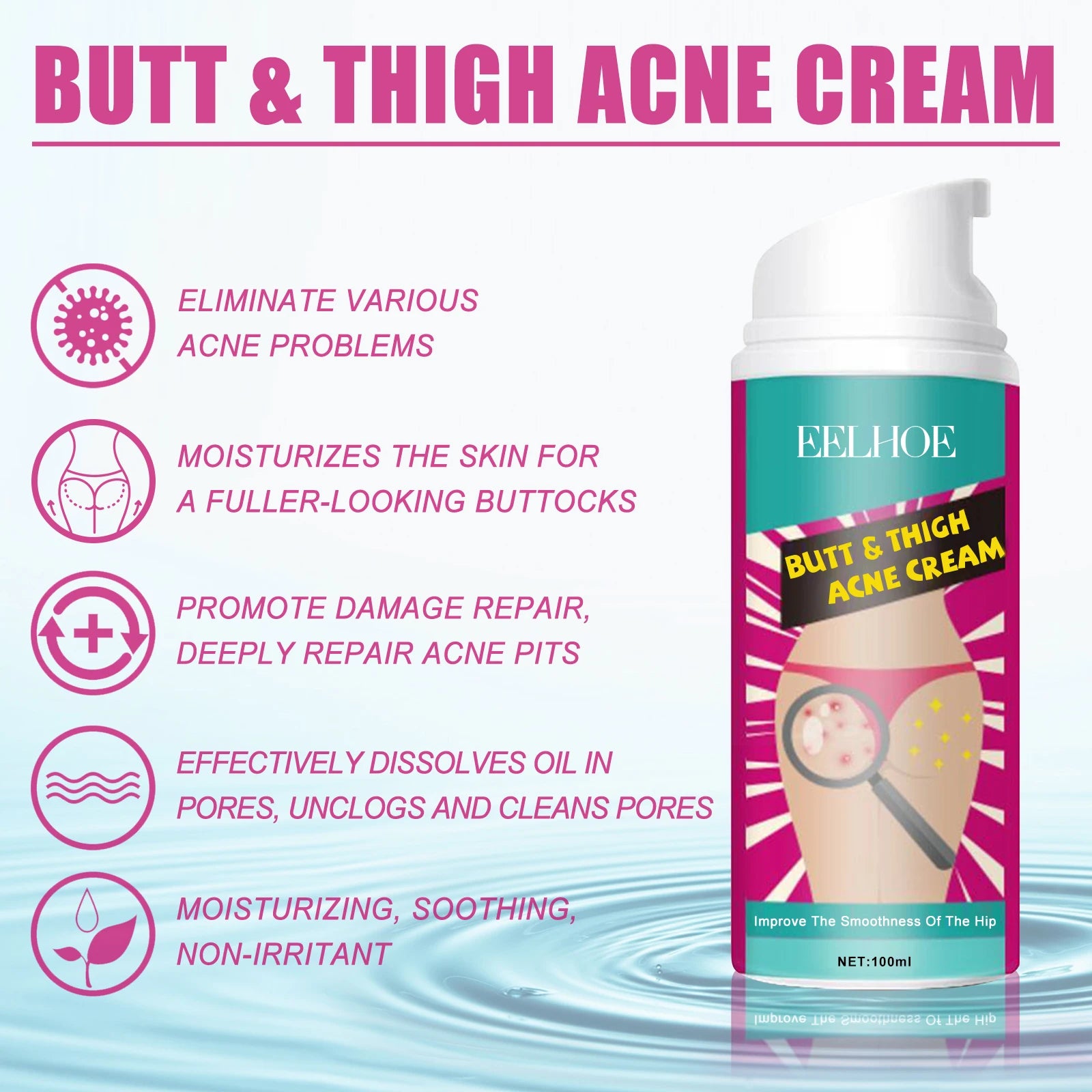 Butt Thigh Acne Cream Remove Pimples Moisturizing Clarifying Brightening Smoothing Skin Care Thigh Acne Removal Cream Qme