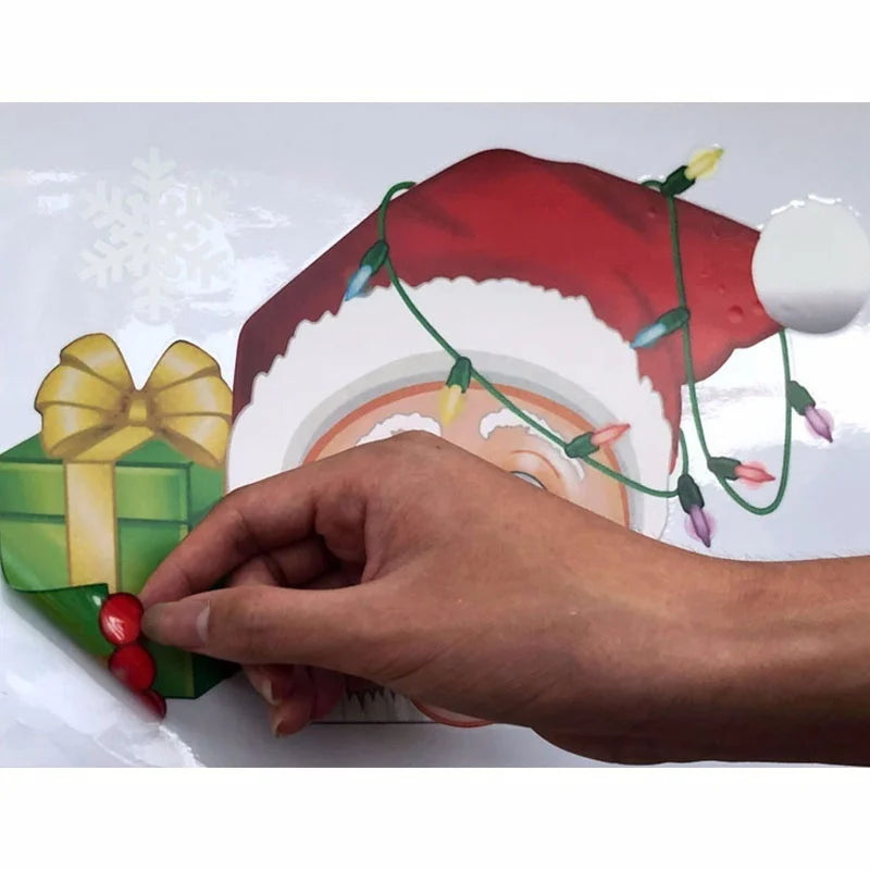 Snowflake Santa Elk Christmas Colorful Static Glass Sticker Window Home Decoration Qme
