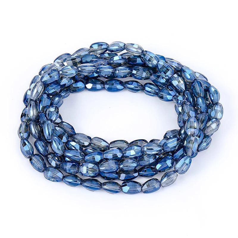 10 Colors 6x8mm Faceted Glass Beads Loose Craft Spacer Beads for DIY Jewelry Bracelet Necklace Earring Keychain Making Crafts Qme Color 4 6x8mm-70pcs