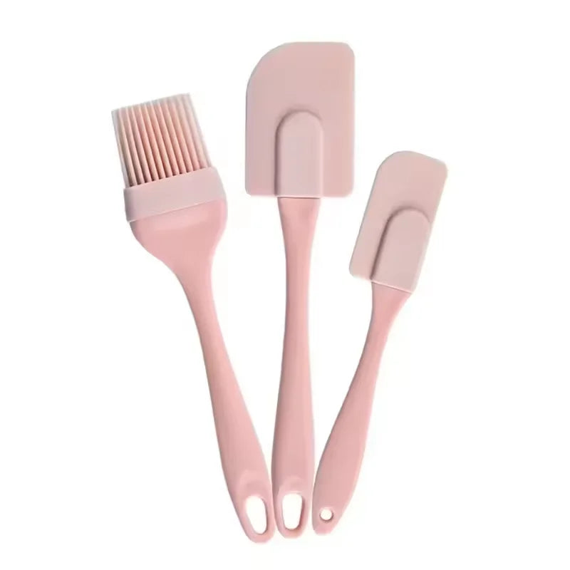 Silicone Cake Scraper Kitchen Non-Stick Cake Cream Spatula Kitchen Cooking Pastry Scraper Mold Brush Tool Baking Accessories Qme pink