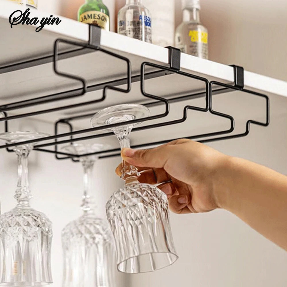 Hanging Red Wine Glass Storage Rack, Home High Footed Cup Storage Rack Without Punching Holes Inverted Drain Rack Organizer Qme