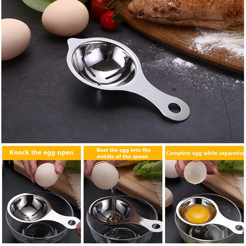 Stainless Steel Egg White Yolk Separator Tool Baking Accessories Kitchen Tool Egg Divider Baking Cooking Hand Egg Gadget Qme