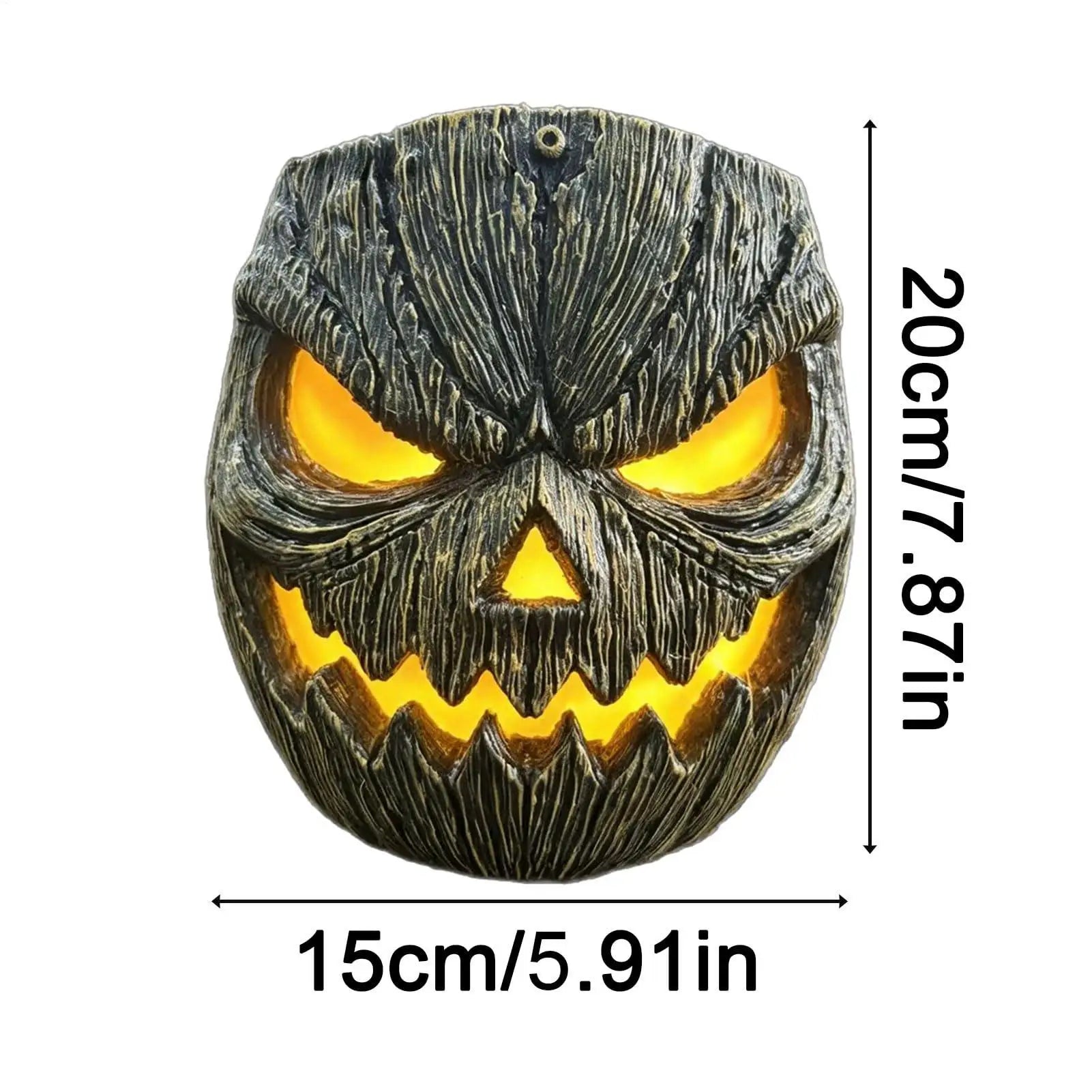 Tree Faces Decor Outdoor Resin Light Up Halloween Pumpkin Face Lantern Wall Mounted Tree Decorations For Garden Yard Backyard Qme