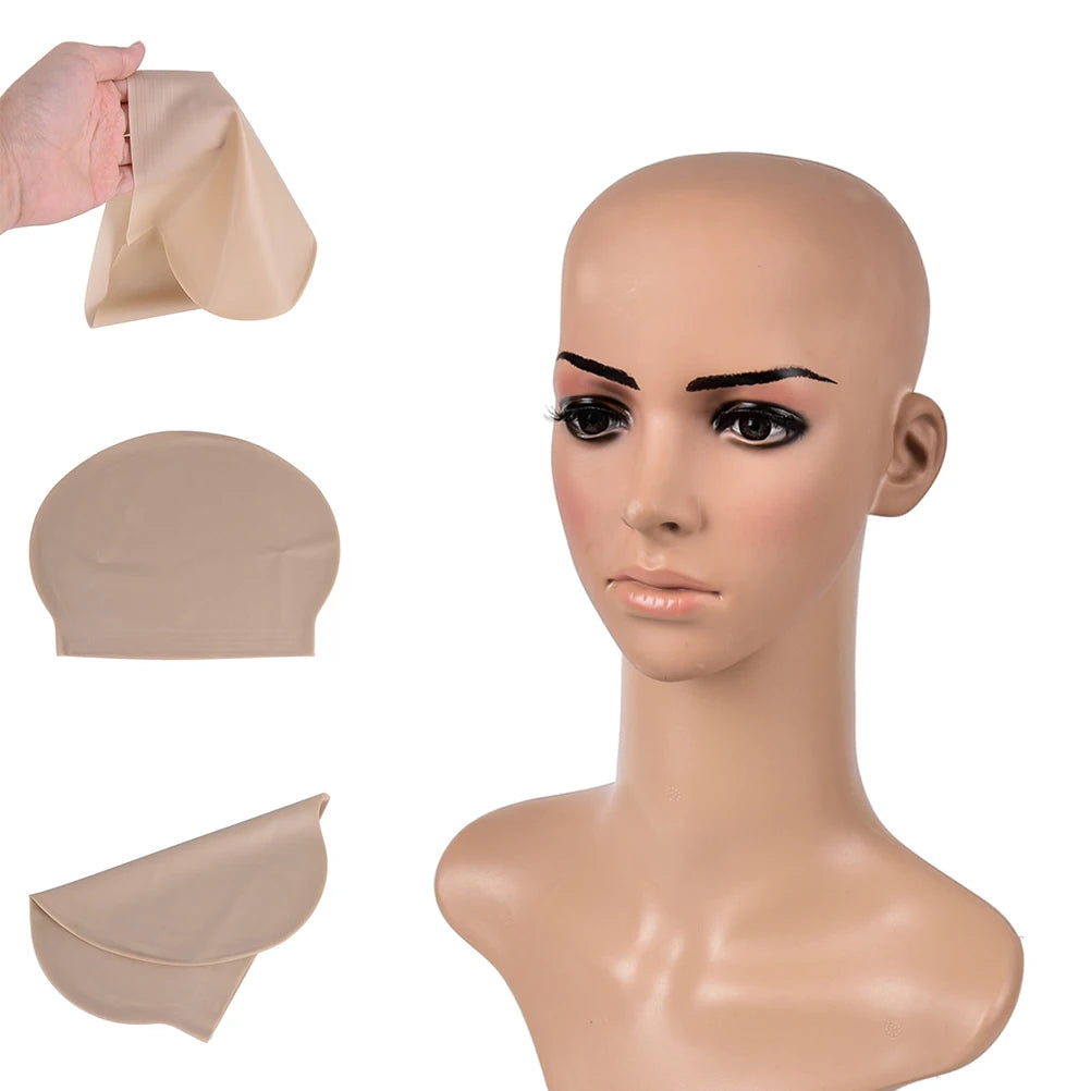 Unisex Bald Head Wig Cap Rubber Skinhead Fake Latex Flesh Skin Qme