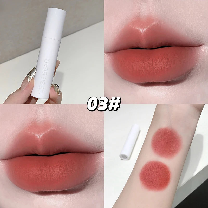Dark Brown Matte Velvet Lip Mud Gloss Gege Bear Lipstick Non-stick Qme GX1382-03