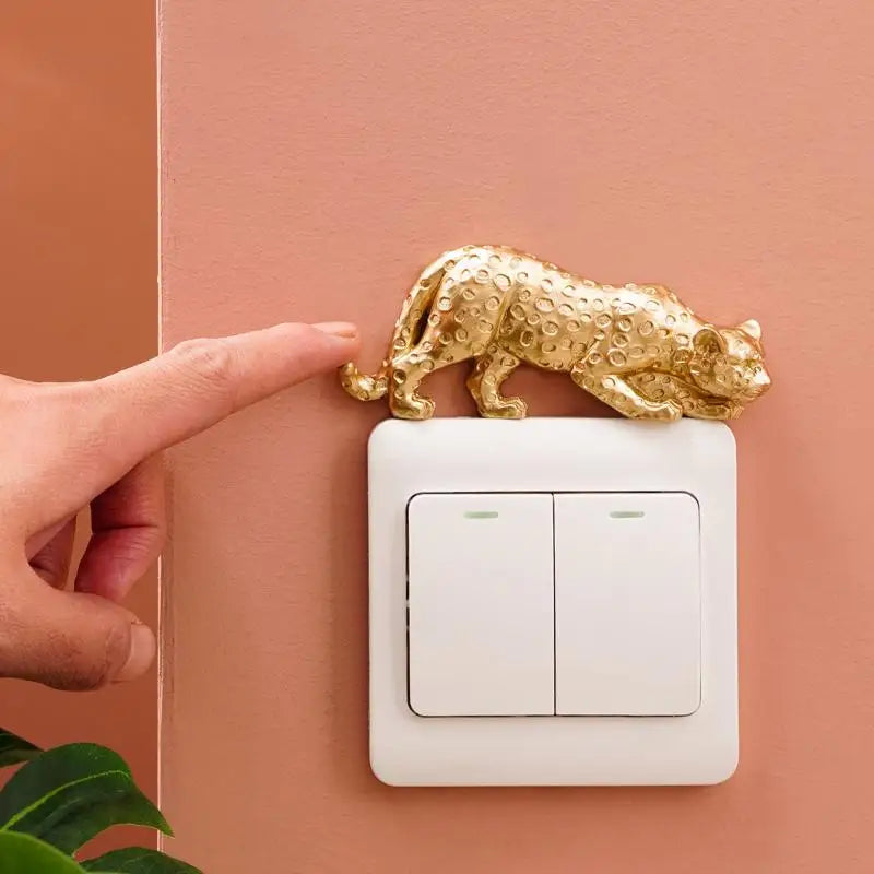 Resin Leopard Light Switch Decoration Self-adhesive Detachable Animal Qme