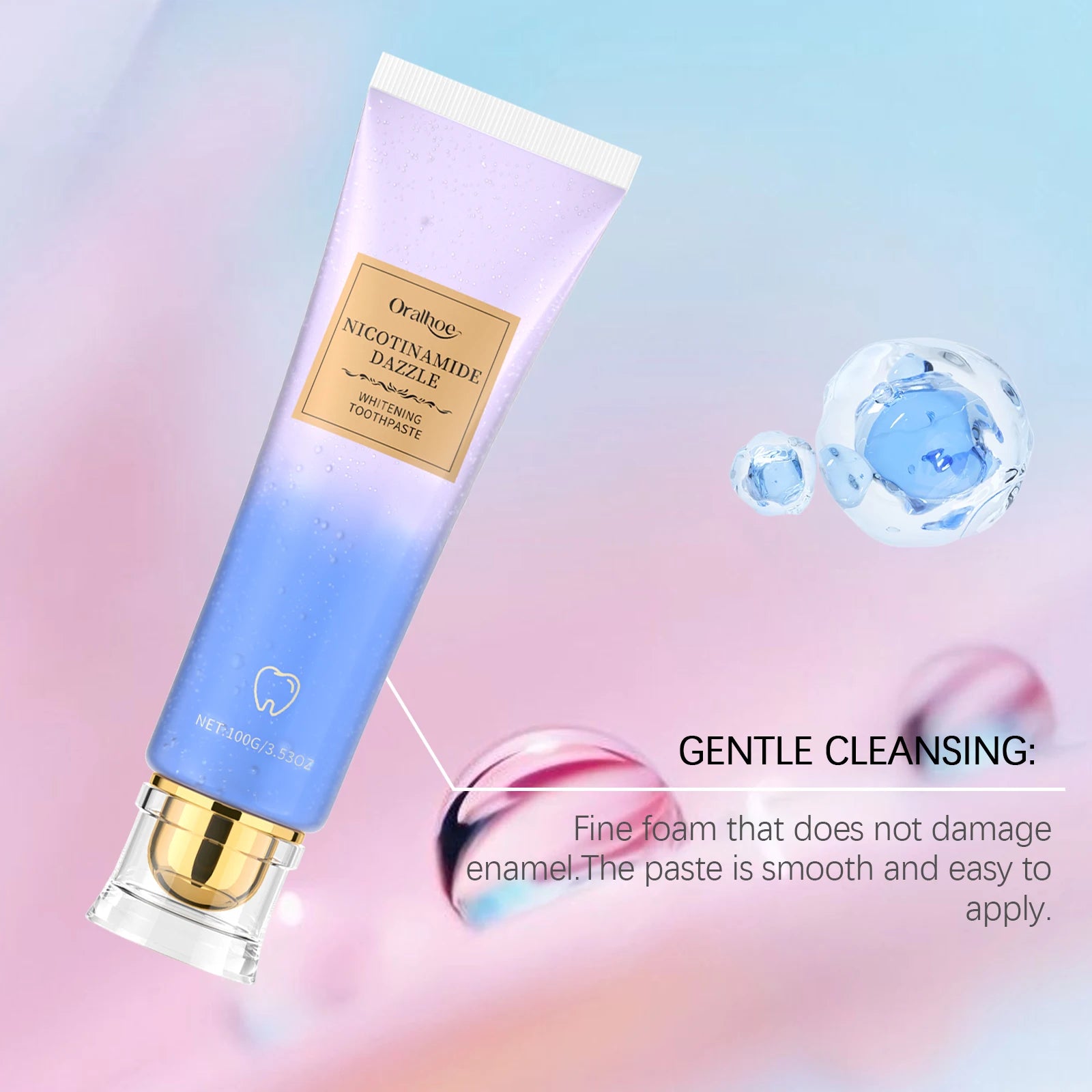 Oralhoe Nicotinamide Dazzle Whitening Toothpaste Surface Stain Remover Gum Protection Gentle Cleansing Brightening Toothpaste Qme
