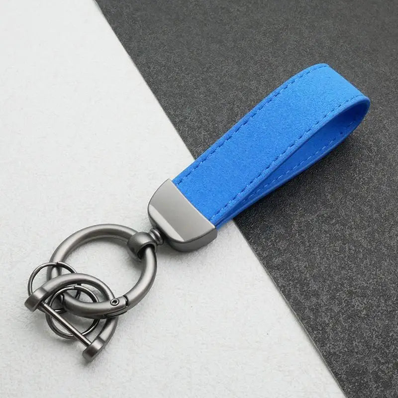Leather Car Keychain, High-End Car Metal Key, Suede Pendant, Leather Ornament Metal Car Keychain Ring Accessories Qme A2