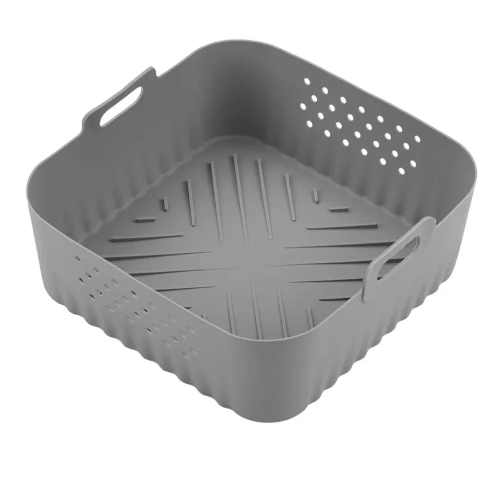 Silicone Air Fryer Liners Non-stick Basket Reusable Ninja AF181 AF180 Qme Gray B
