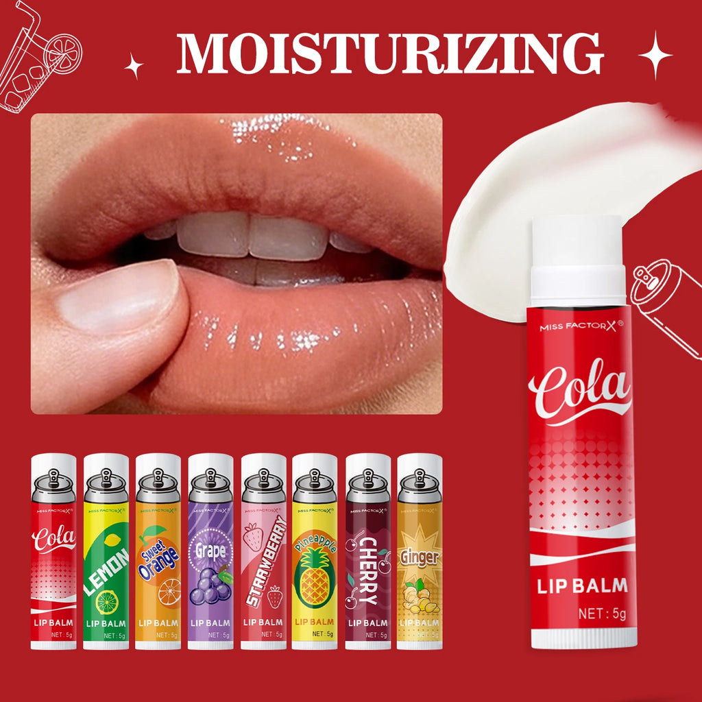 8 Pack Soda Flavor Lip Balm, Hydrating Dry Lip Treatment, Cute Design, Ideal Holiday Gift for Girls Qme