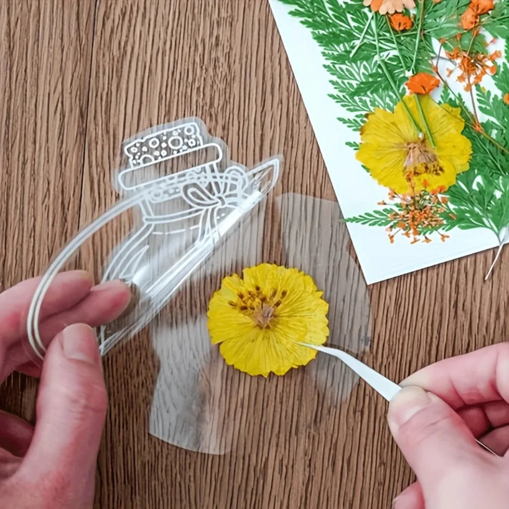 100 Transparent Petal-Shaped Bookmarks, Elegantly Designed with Handcrafted Petals, Perfect for Book Lovers Qme