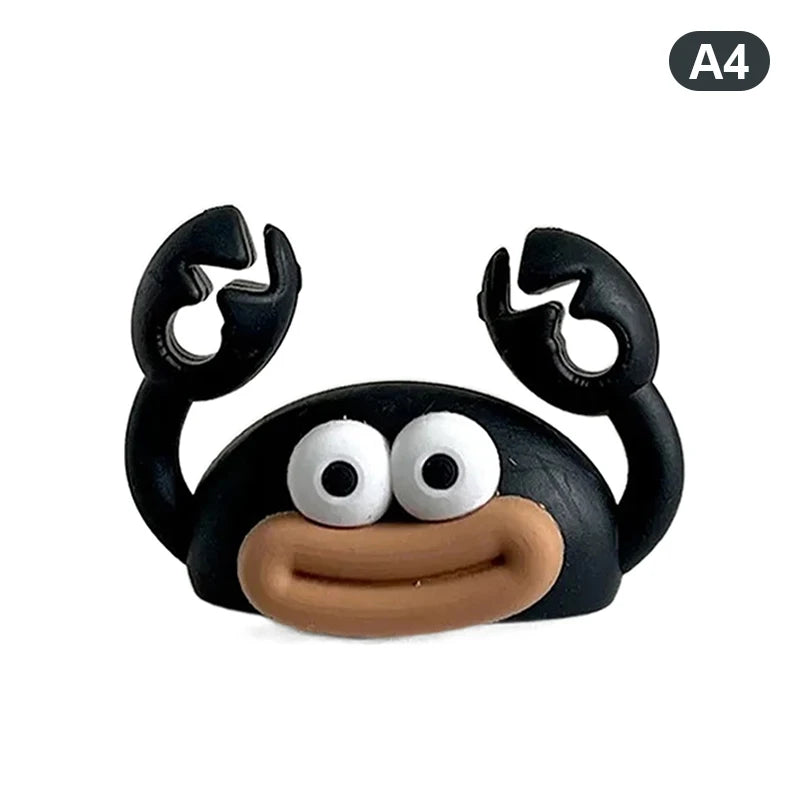 Cartoon Crab Cable Holder Self-Adhesive Fixing USB Cable Management ClipHome Office Desk Decoration Silicone Cable Organizer Qme Black