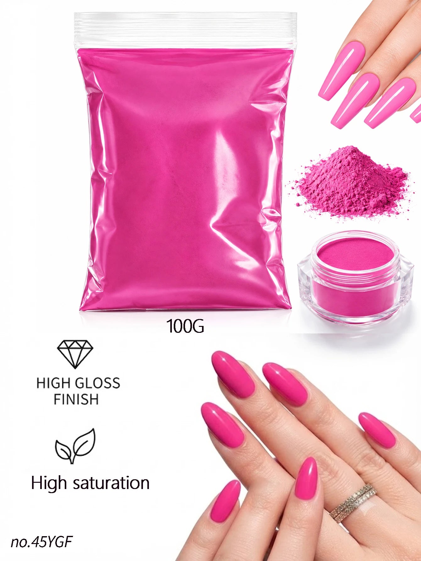 Acrylic Powder Nail Polish System Clear White DI Qme pink