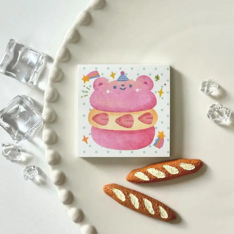 Cute Cartoon Food Series Memo Sticker Message Paper DIY Non Sticky Qme A10