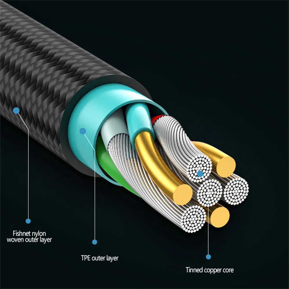 40W 5A USB To Type C Fast charge Weave Data Cable 90 Degree Phone Charger Cable For iPhone Xiaomi Huawei USB Charging Data Wire Qme