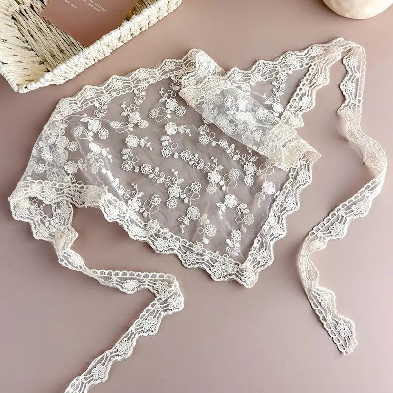 Vintage Boho Lace Trim Triangle Headscarf Multi-functional Qme A3