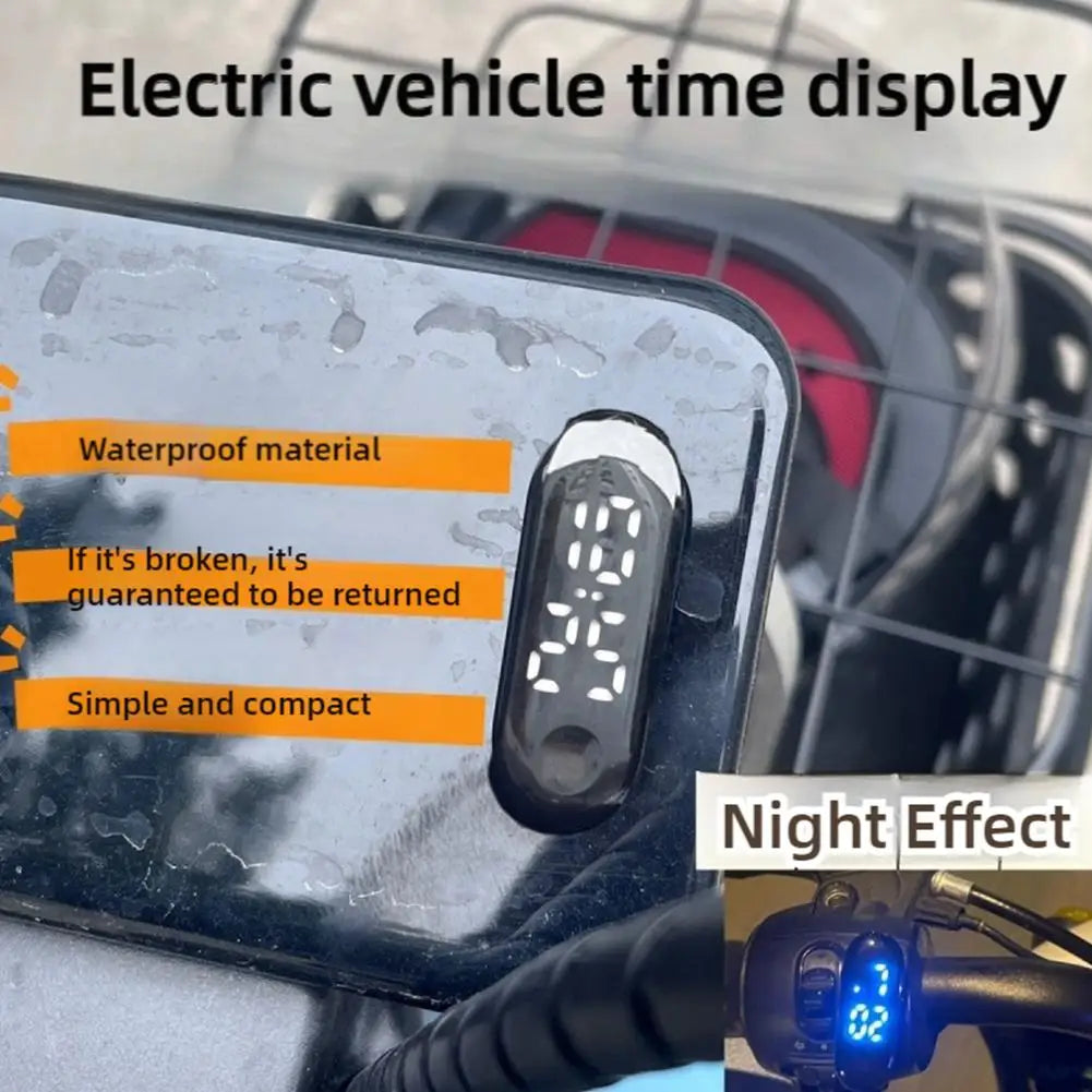 Motorcycle Electric Vehicle Onboard Time Display For Motorcycle Electric Scooter Waterproof Luminous Digital LED Portable Clock Qme