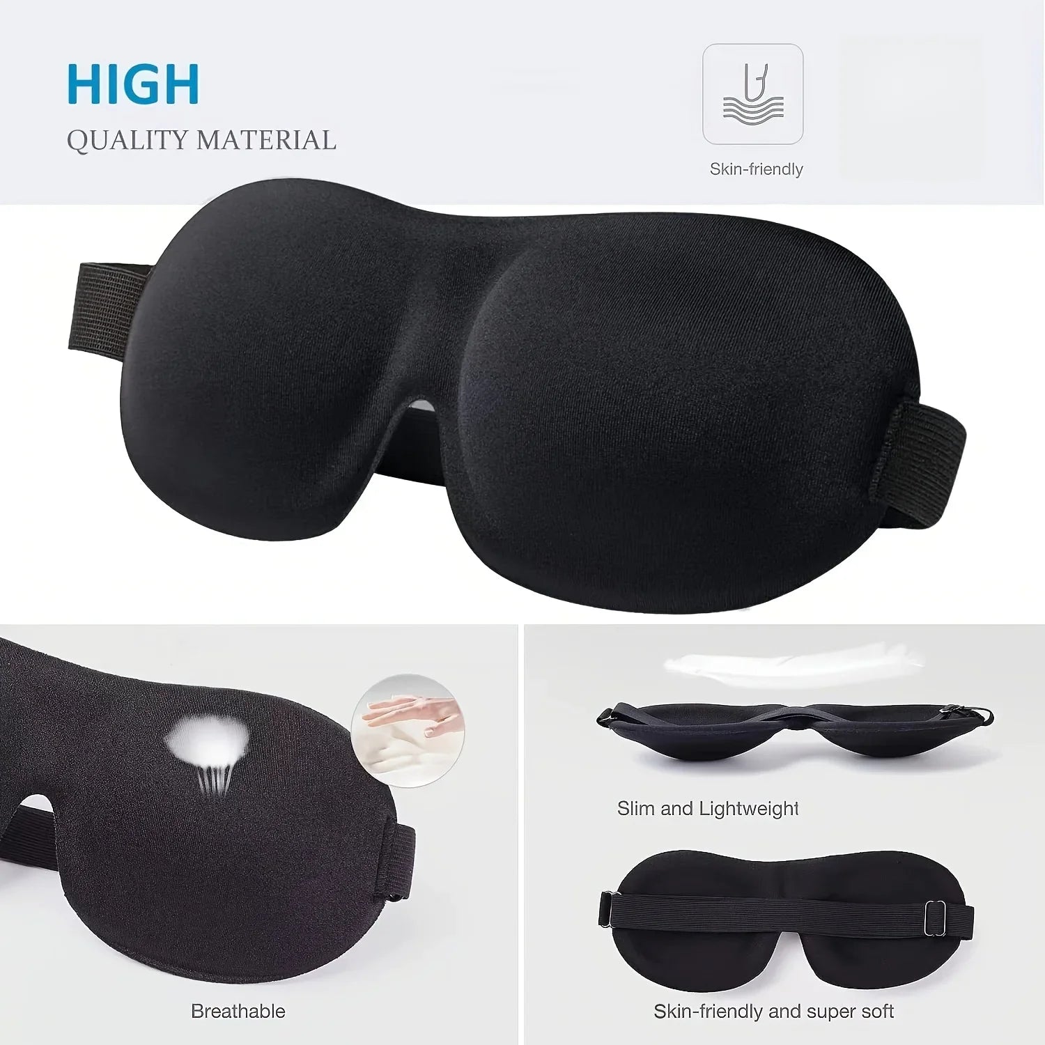 3D Eye Mask, Sleep Soft Padded Shade Cover Rest Relax Sleeping Blindfold, Lightweight Sleeping Mask, Eye Mask For Sleeping Qme