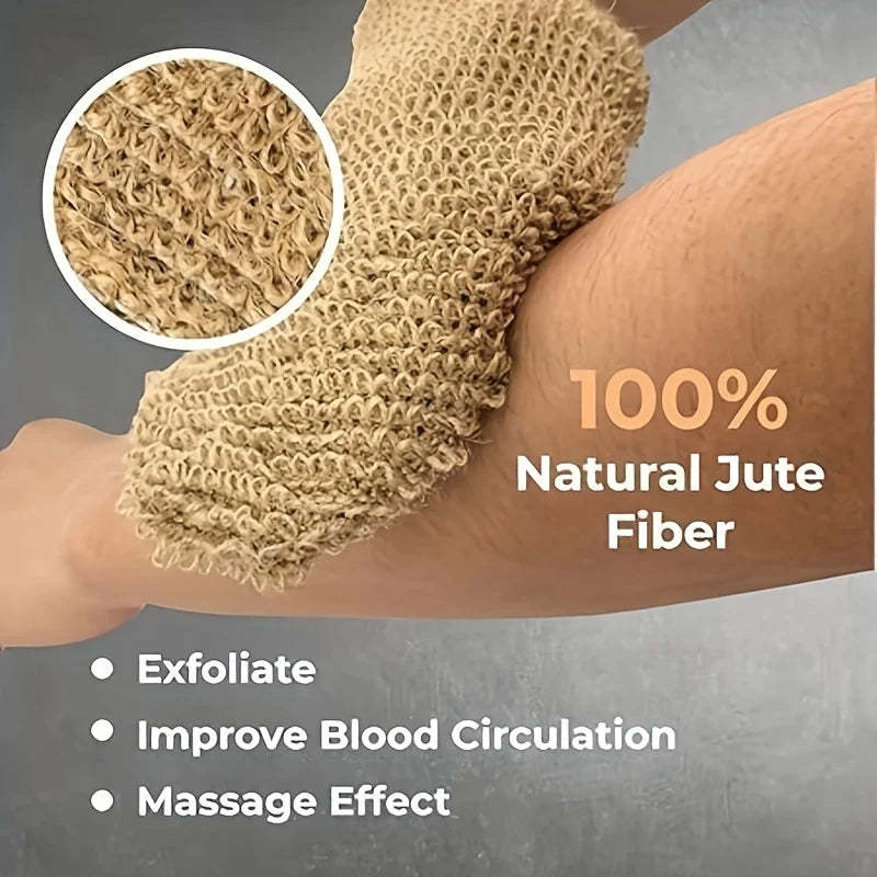 Natural Yellow Bath Gloves and Towels for Body Cleansing and Exfoliating Qme