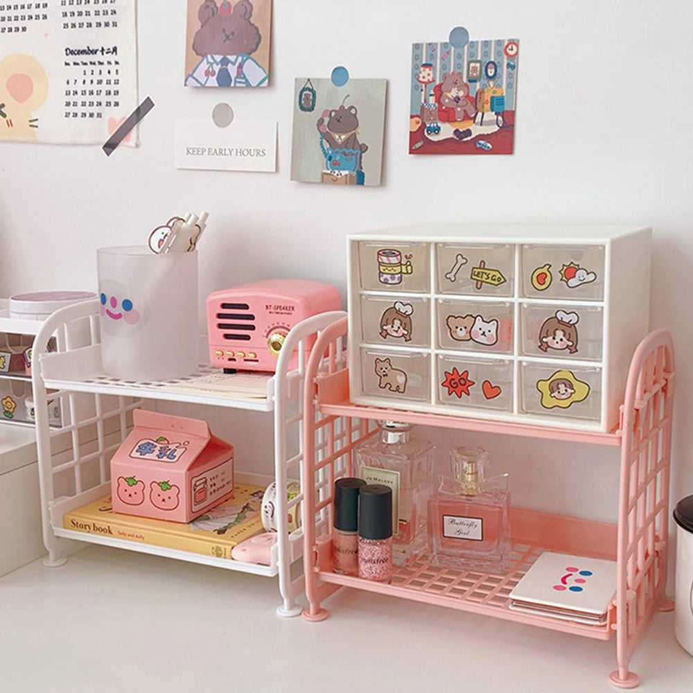 High Appearance Horizontal Desktop Storage Shelf Simple Multi-storey Dormitory Storage Shelf Computer Office Available Qme