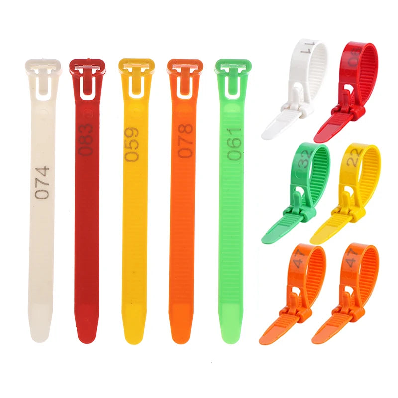 50 Reusable Flexible Retractable Foot Straps Poultry Marking Cards Qme