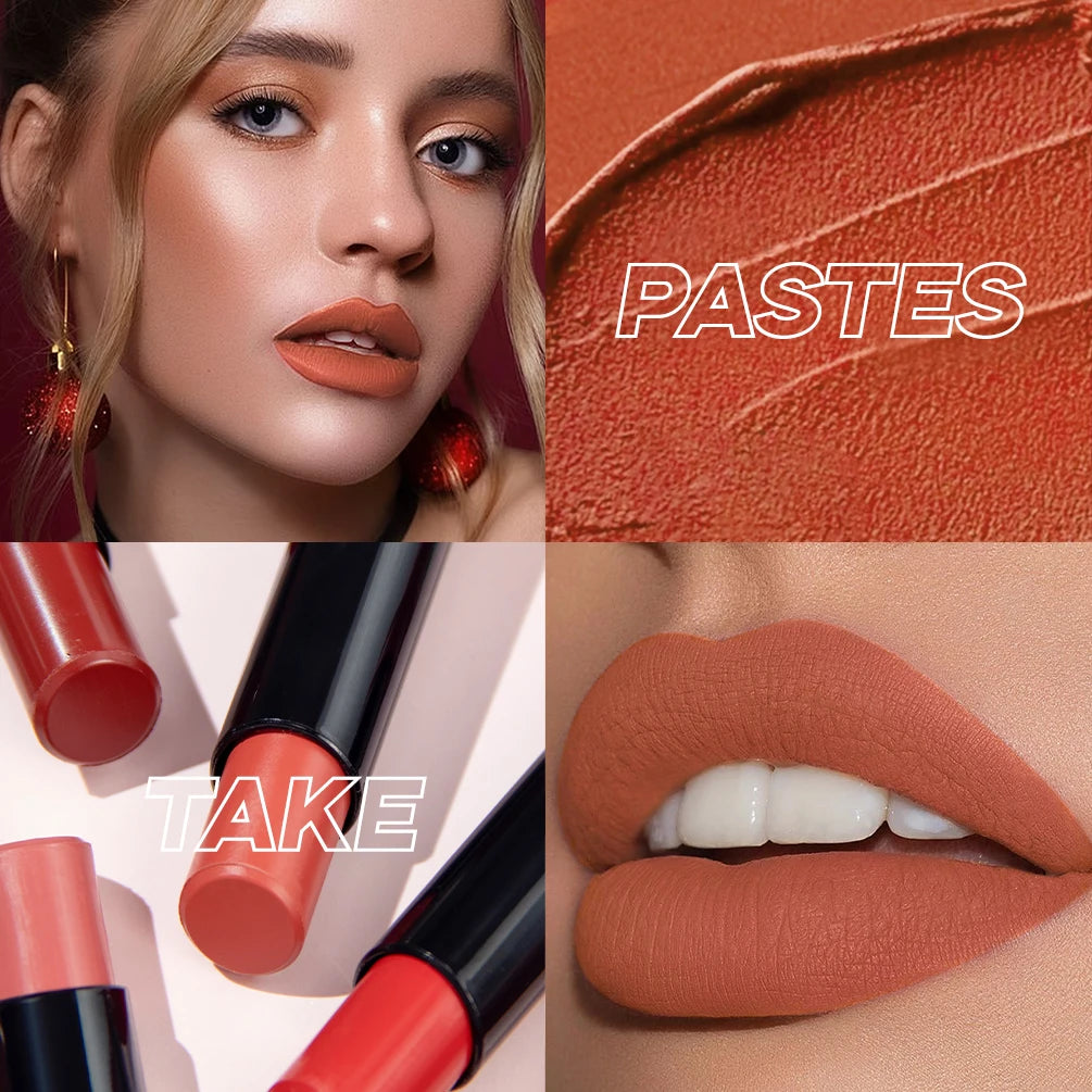 QIBESTNatural Velvet Matte Lipstick Long-lasting 10 Color Lip Stain Lightweight Moisturizing Lip Balm Women Makeup New Lip Tint Qme