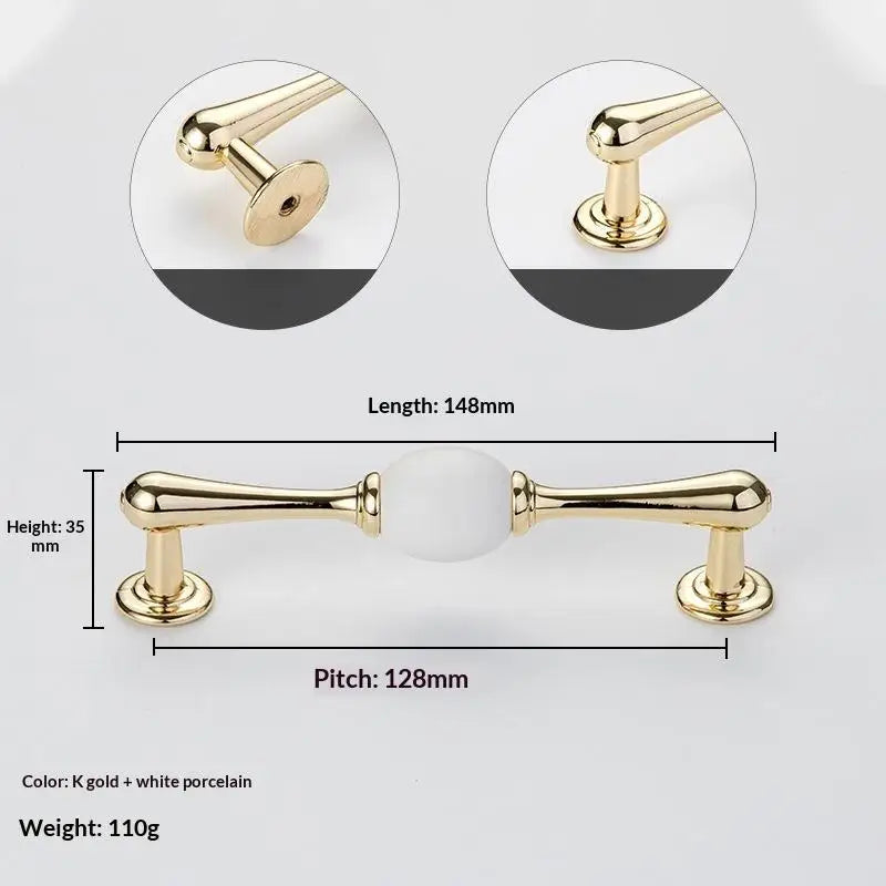 Modern Colored Ceramic Furniture Handle Golden Wardrobe Cabinet Handles Closet Door Knob Dressing Table And Drawer Pull Hardware Qme A21