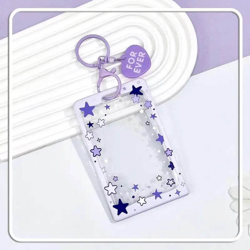 Star Sliding Cover Card Holder Transparent Portable ID Protector Kpop Qme A20