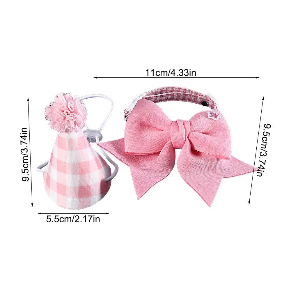 Birthday Hat Cat Dog Collar Hats Cute Pet Headwear Adjustable Bow Tie Qme Pink China Mainland