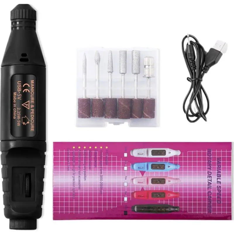 Nail Drill Electric File Acrylic Nails Remove Gel Rechargeable Qme E