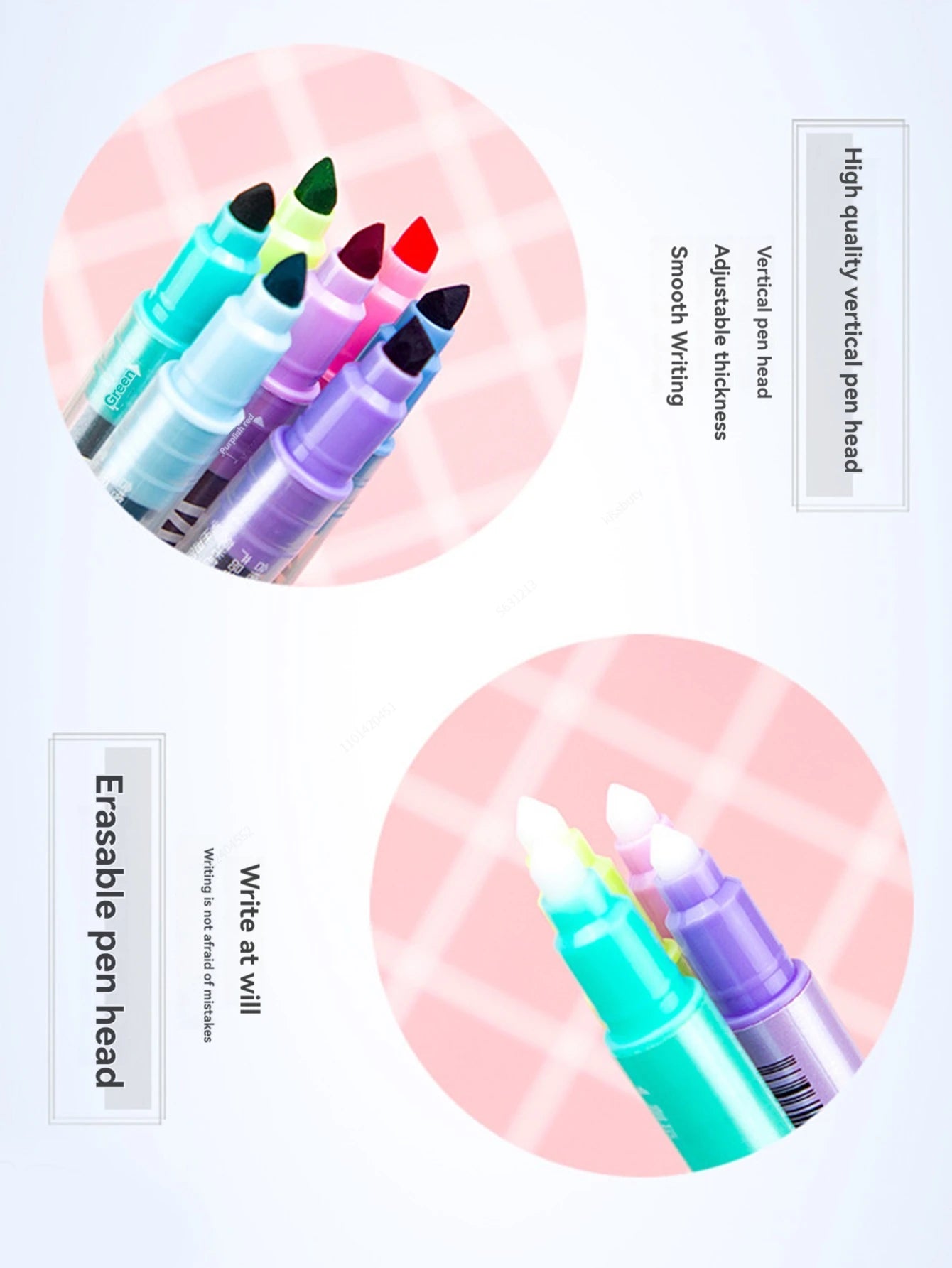 Erasable Highlighters Dual Tip,Quick Dry,Cute Fluorescent Pen With Rubber For Art Drawing Doodling Marking Supplies Qme