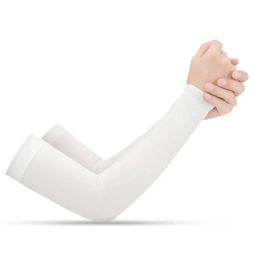 2Pcs Arm Sleeves Warmers Sports Sleeve Sun UV Protection Hand Cover Cooling Warmer Running Fishing Cycling Summer Cooling Qme WT opp bag(no finger)