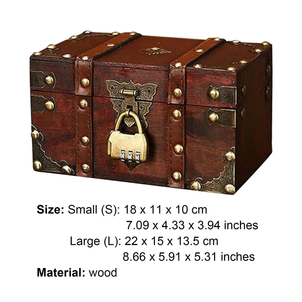 European Style Retro Wooden Lockable Storage Box Home Storage Box Wooden Box Decorative Decorations Secret Room Escape Props Box Qme