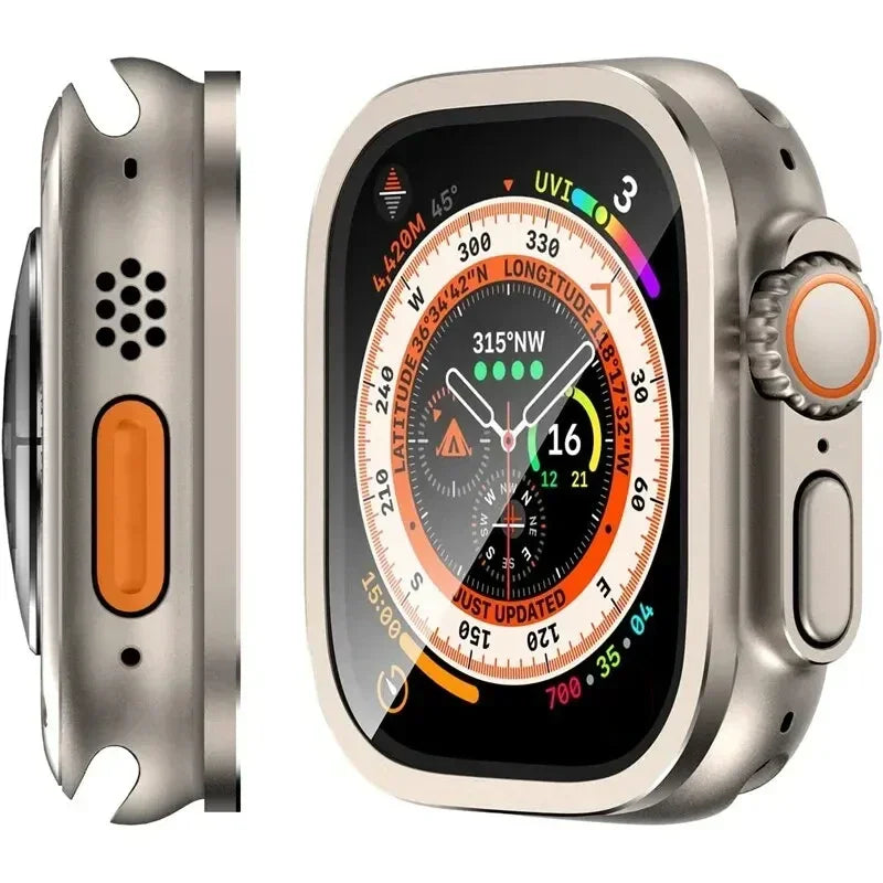 2PCS Tempered Glass For Apple Watch Ultra 49mm Screen Protector Anti-Scratch HD Metal Bumper Full Film for IWatch Ultra 49mm Qme