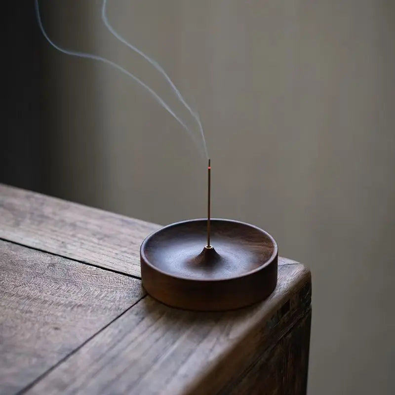 Solid Wood Incense Burner Ebony Acacia Scented Saucer Chinese Home Qme Brown