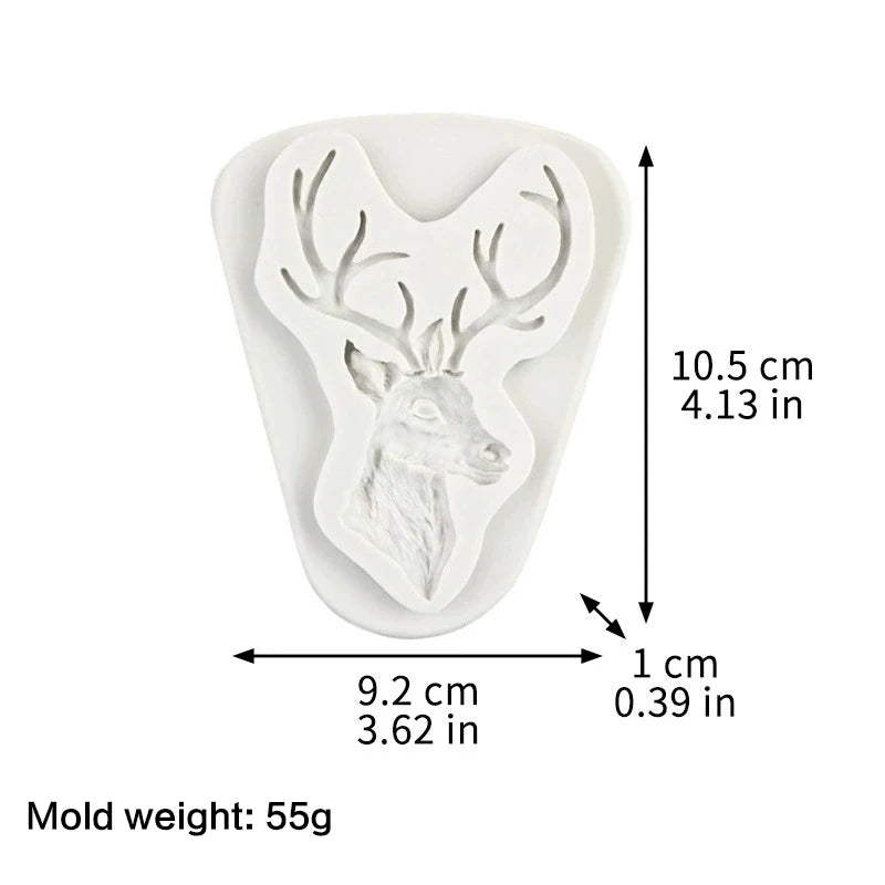 Chocolate Gumpaste Mold Fondant Tools Soap Christmas Deer Head Qme