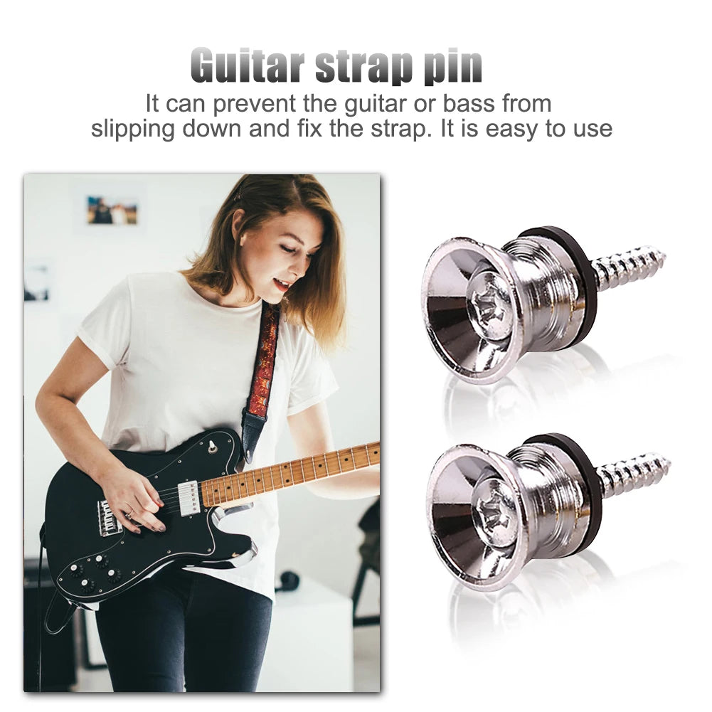 2pcs Metal Guitar Pegs for Folk Ukulele Guitar Strap Buckle Button End Lock Pins Stringed Instruments Accessories Qme
