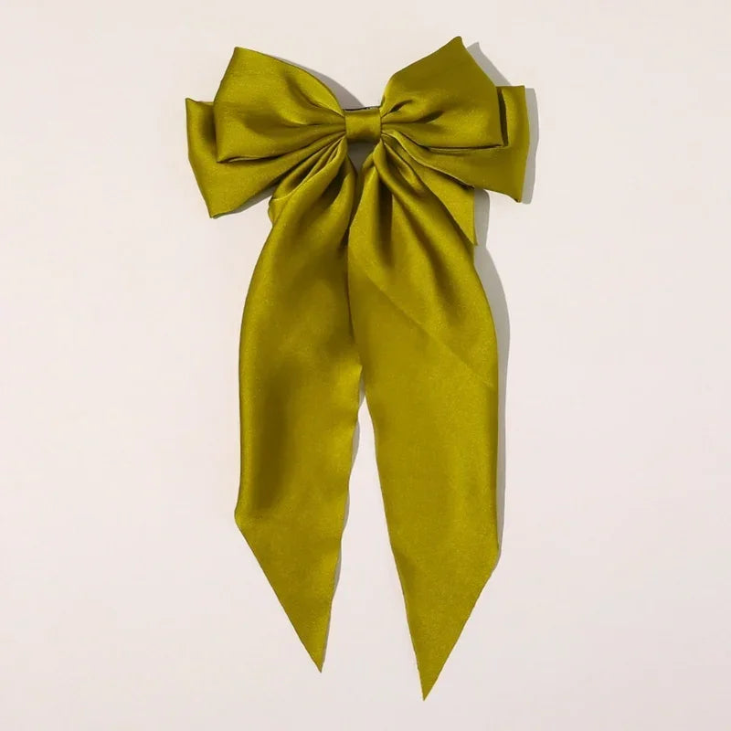 Women Girl Large Bow Hairpin Korean Headbands Big Bowknot Barrettes Qme Dark Khaki