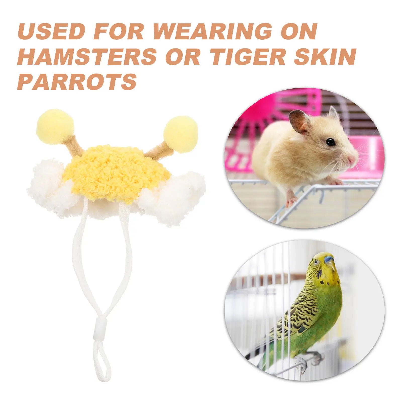 Festive Pet Hat for Hamster Parrot Rabbit Tiny Animals New Year Celebration Handmade Knit Headwear Adorable Photo Qme