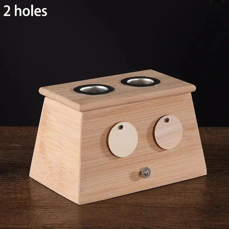 1/2Holes Bamboo Moxa Stick Burner Moxibustion Therapy Box Herbal Medicine Accessory Warm Acupuncture Point Massage Meridian Qme 2 Holes