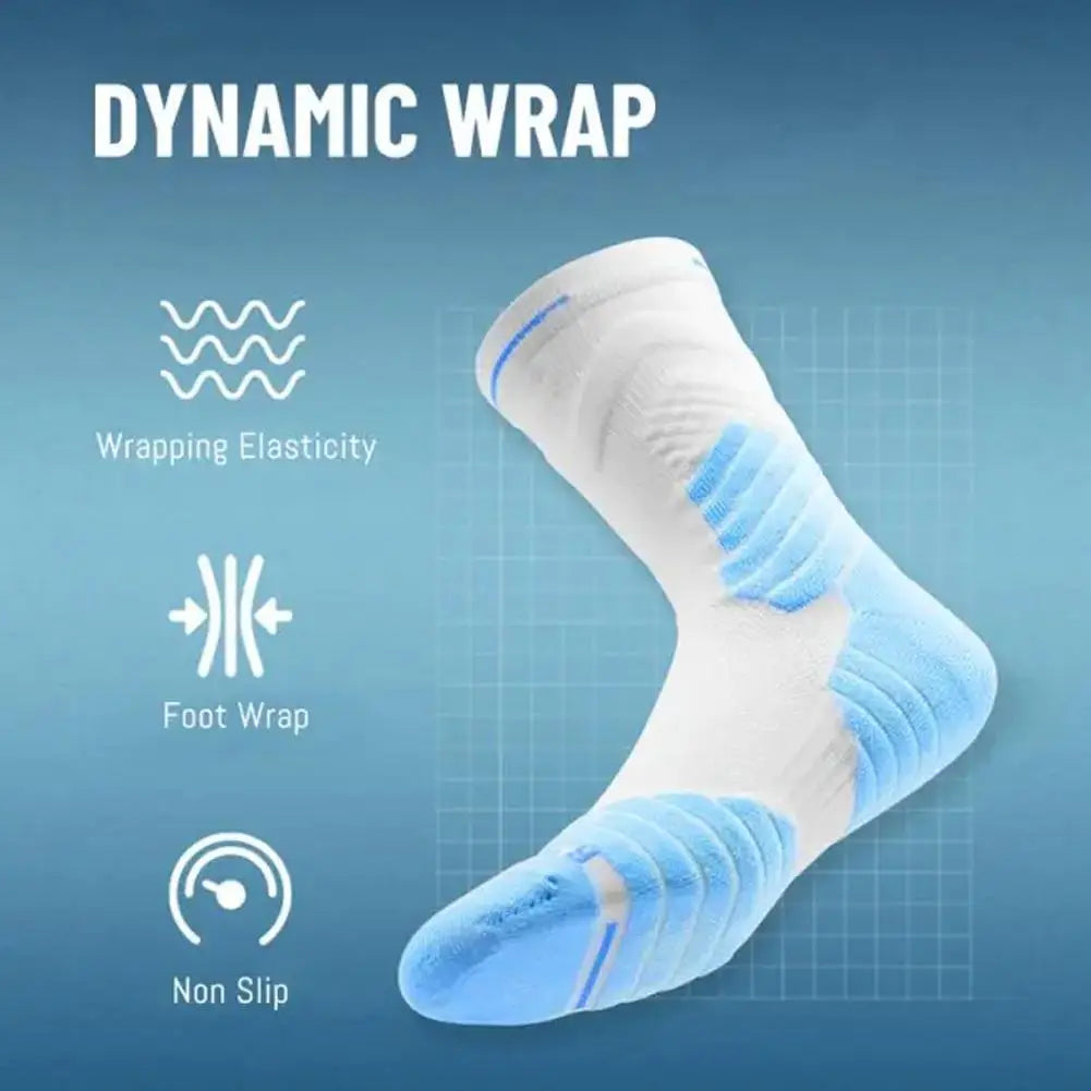 Men Sports Socks Basketball Socks Terry Sole Athletic Running Socks Non Slip Comfy Trekking Socks Breathable for Running Riding Qme