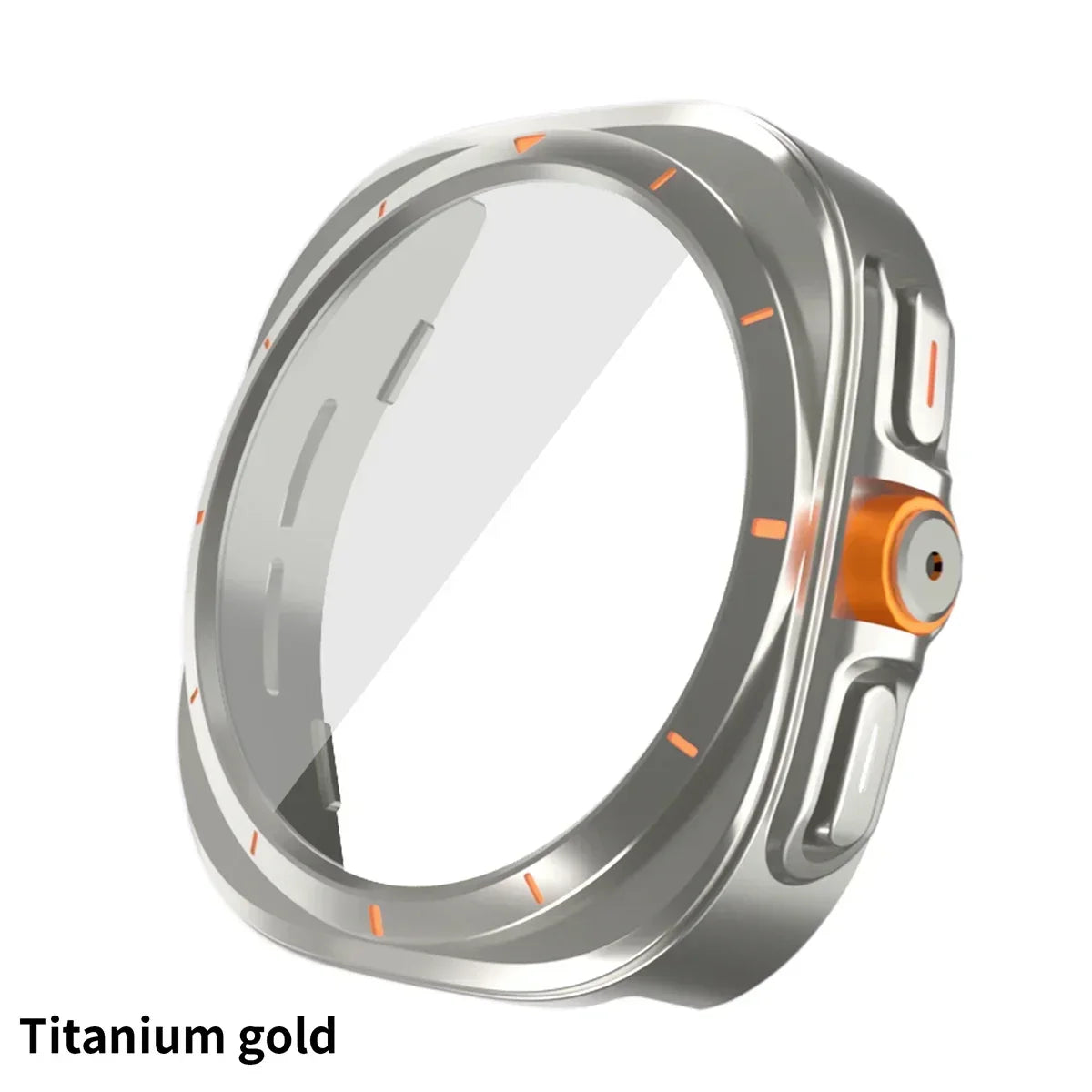 Change To Ultra Case for Samsung Galaxy Watch 7 6 44mm 40mm Upgrade To Galaxy Watch Ultra 47mm Tempered Glass Screen Protector Qme Titanium Color Galaxy Watch 7 44mm