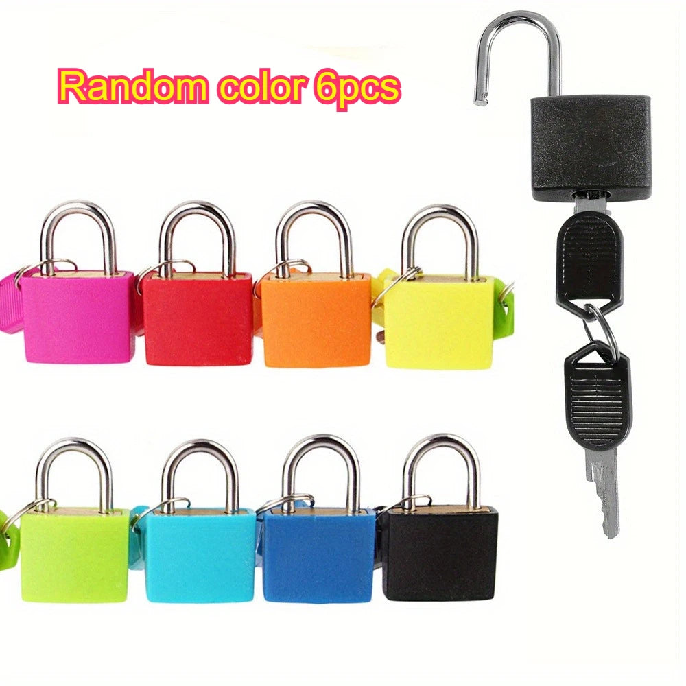Colorful Padlock Mini Keyed Lock for Luggage Suitcase Backpack Diary Drawer Cabinet Storage Locker Small Safety Lock Qme Random color 6pcs