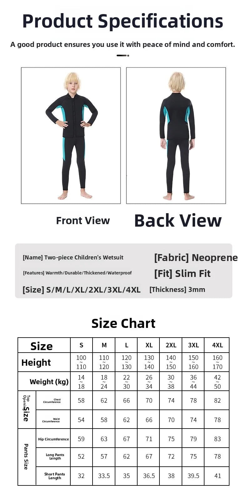 Children's Wetsuit Two-Piece Swimsuit Long Sleeve Surfing Snorkeling Diving Suit Boys Girls Thermal Protection Outdoor Gear Qme