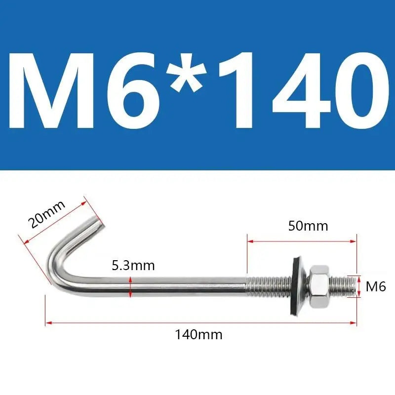 304 Stainless Steel M5 M6 L Hook Bolts With Matching Nuts Washers For Industrial Construction Home Hanging Qme A13