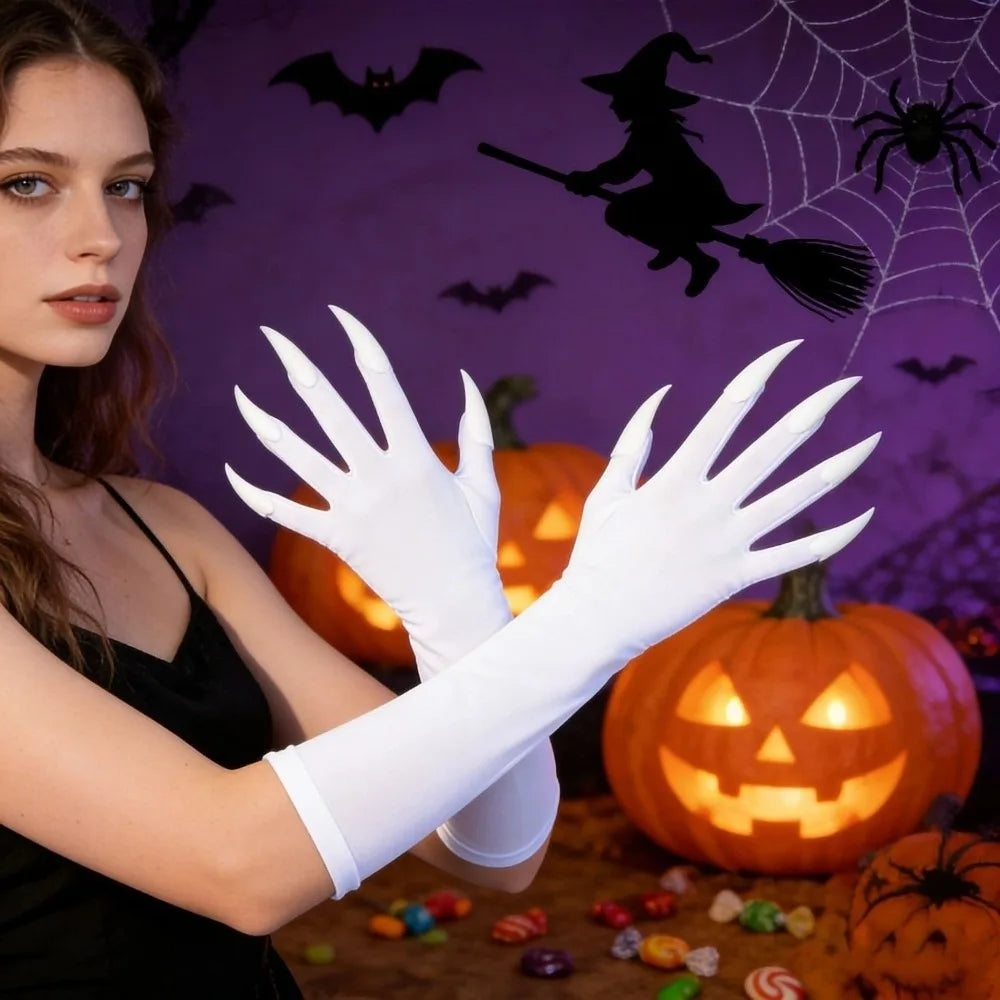 Fancy Props Halloween Cosplay Gloves Solid Long Nails Witch Costume Qme