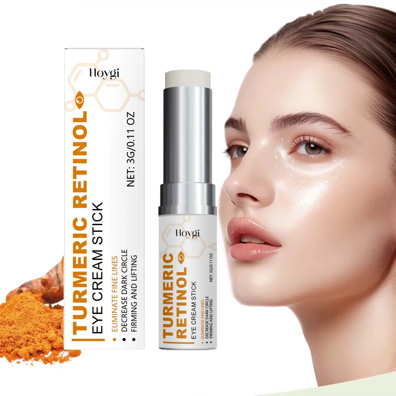 Turmeric Retinol Eye Cream Stick Anti Puffiness Dark Circle Removal Eye Bag Stick Fade Fine Line Brighten Moisturizing Skin Care Qme Default Title