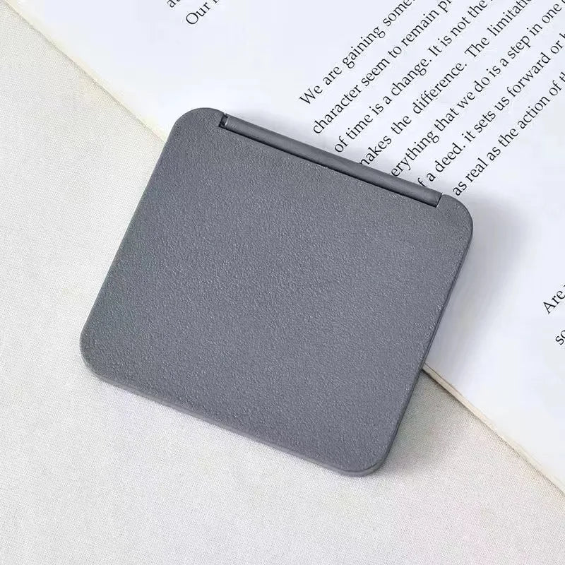 2-Face Makeup Mirror Square Portable Cute Girl's Hand Mini Pocket Qme Gray China Mainland
